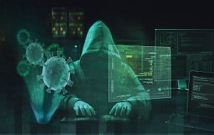 Hacker breaking into computer 