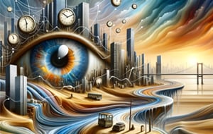 Abstract image of eyeball with clocks 