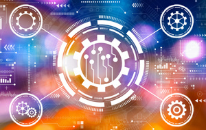 Abstract images of circles and cogs 